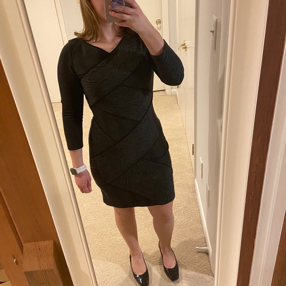 BCBGMAXAZRIA Women's Black Britta Jacquard Dress